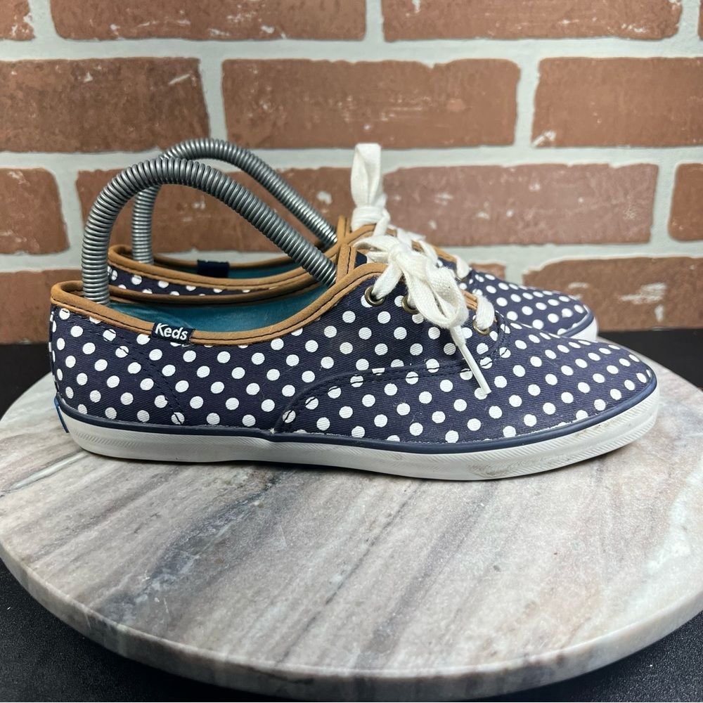 Keds Champion Shoes Womens Size 6.5 Athletic Sneakers Navy Polka Dot.